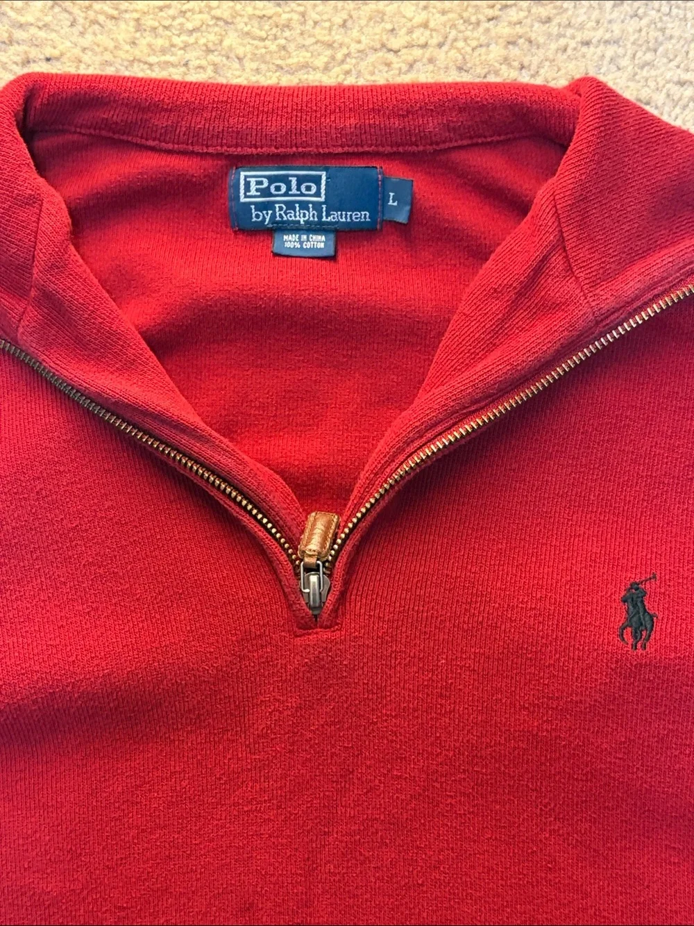 Polo by Ralph Lauren Red Quarter-Zip Fleece Pullover